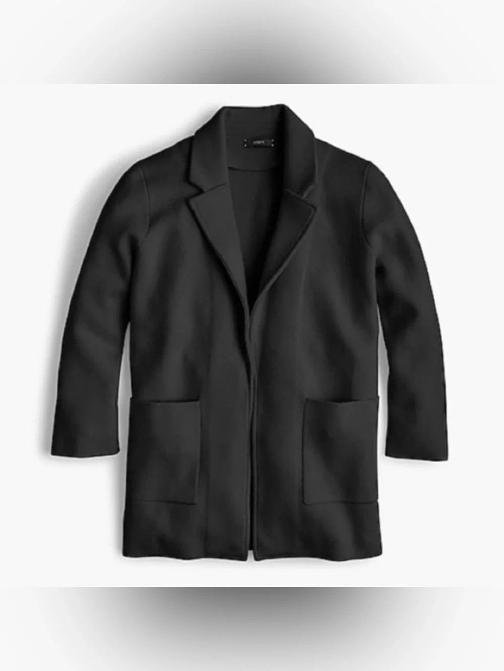 J. Crew Sophie Open Front Sweater Blazer Cardigan Thick Knit Collared Black
